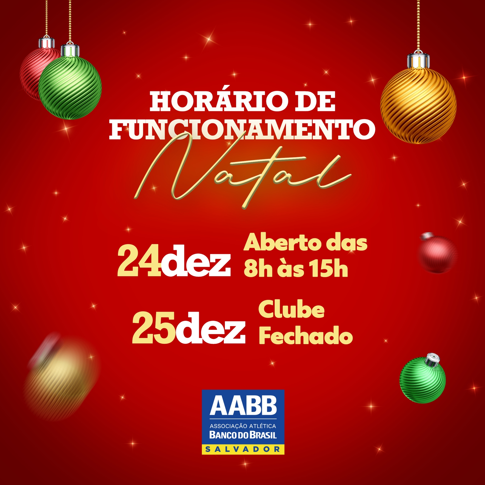 AABB Salvador - Horário de Funcionamento – Natal
